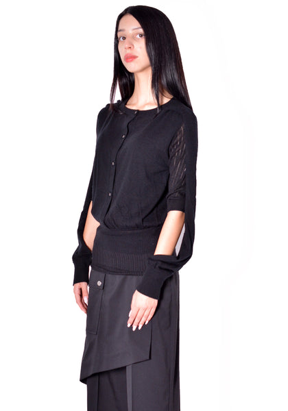 KIKO KOSTADINOV WOMEN KKWAW26KN01-82 CORELLA DOUBLE SLEEVE JUMPER NEBULAR BLACK 2026FW | DOSHABURI Shop