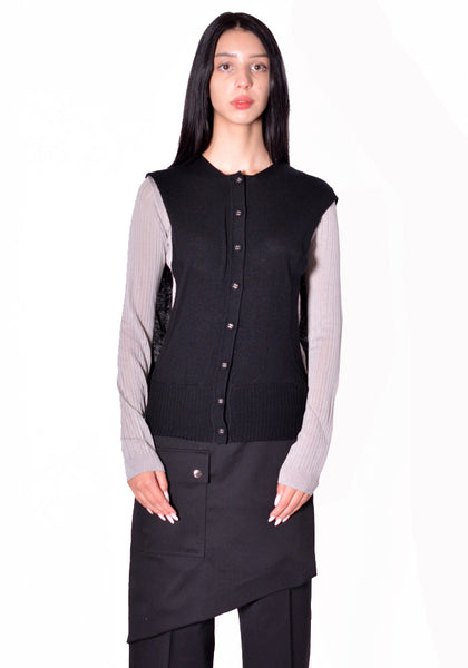 KIKO KOSTADINOV WOMEN KKWAW26KN02-84 GUILLEMOT COCOON CARDIGAN NEBULAR BLACK & SILVER GREY 2026FW | DOSHABURI Shop 