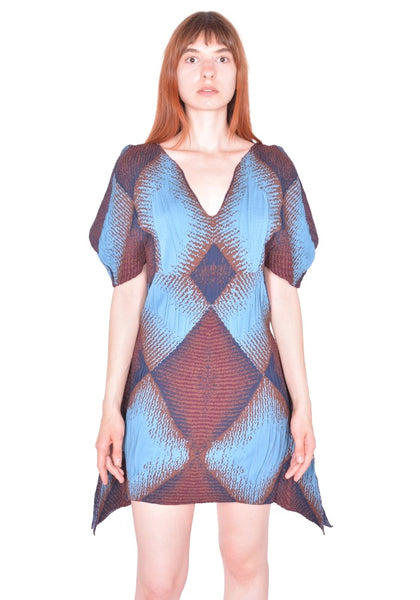 KIKO KOSTADINOV WOMEN IKAT ARGYLE JACQUARD DRESS FAIENCE BLUE SS26 | DOSHABURI Shop