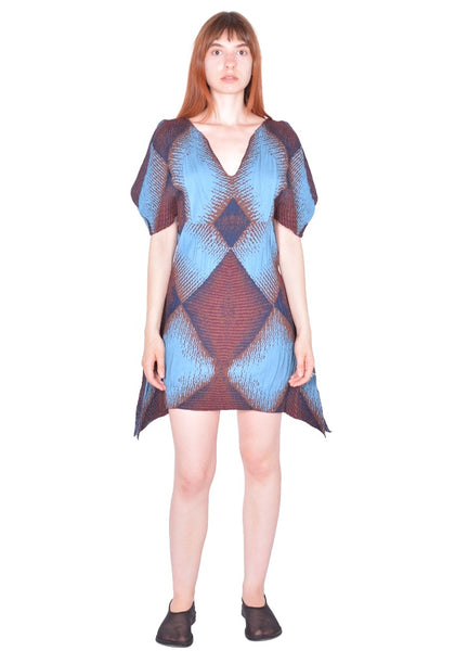 KIKO KOSTADINOV WOMEN IKAT ARGYLE JACQUARD DRESS FAIENCE BLUE SS26 | DOSHABURI Shop