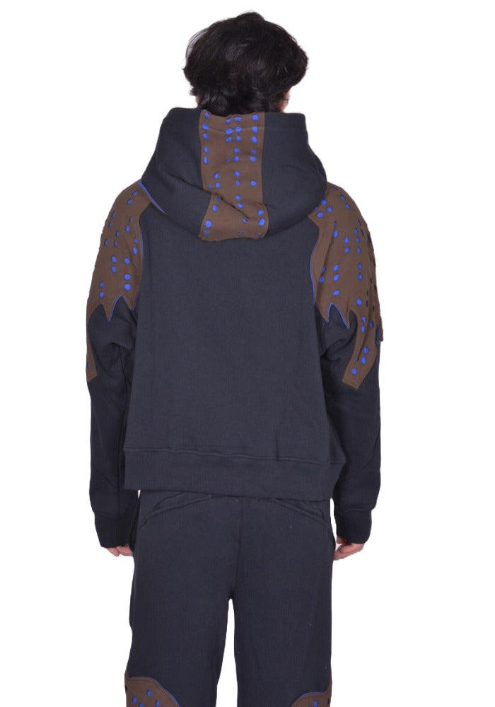 KIKO KOSTADINOV x FOX LAB PERFORATED FLEECE HOODIE BLACK FW25