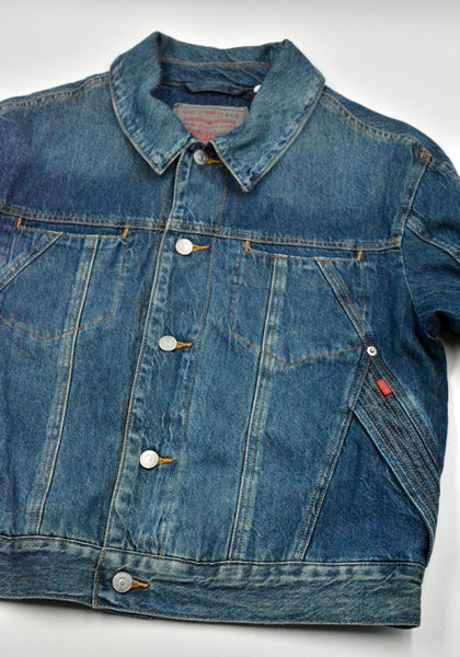 KIKO KOSTADINOV x LEVI'S ARTICULATE DENIM TRUCKER JACKET BLUE | DOSHABURI Shop