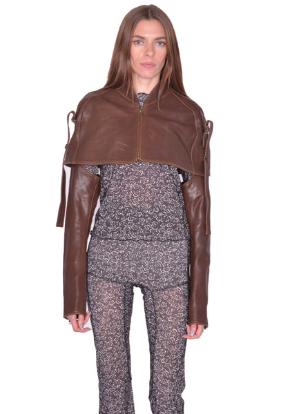 KNWLS VEIL LEATHER CORSET BROWN BURN SS25 | DOSHABURI Online Shop