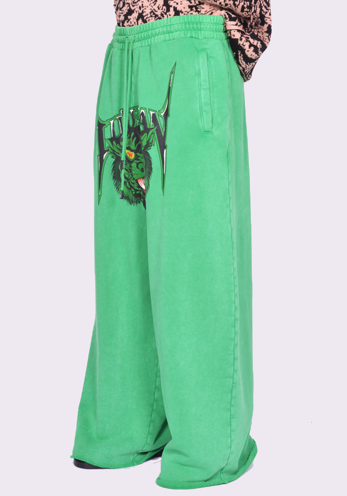LU'U DAN RAW-CUT BONTAN SWEAT PANTS WASHED RACING GREEN FW24