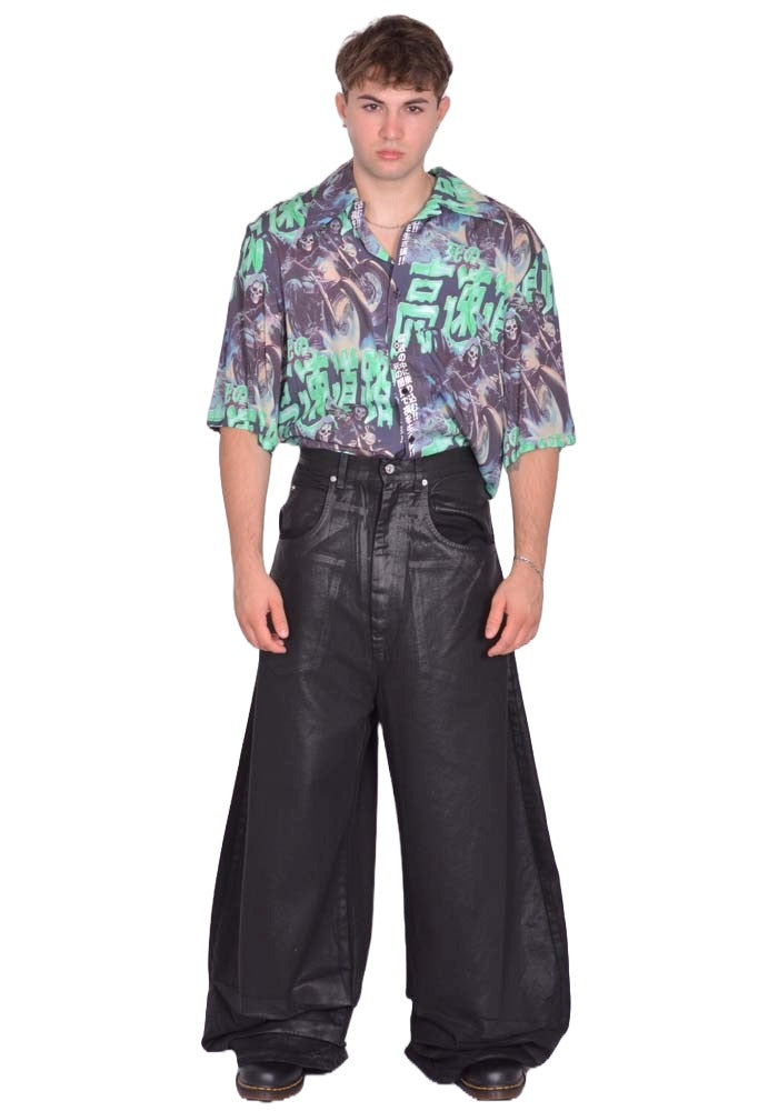 LU'U DAN COATED DOUBLE XL JEANS BLACK FW25 | DOSHABURI Shop