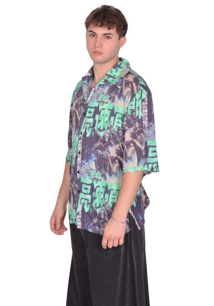 LU'U DAN GHOST RIDERS PRINT SHORT SLEEVE SHIRT FW25 | DOSHABURI Shop
