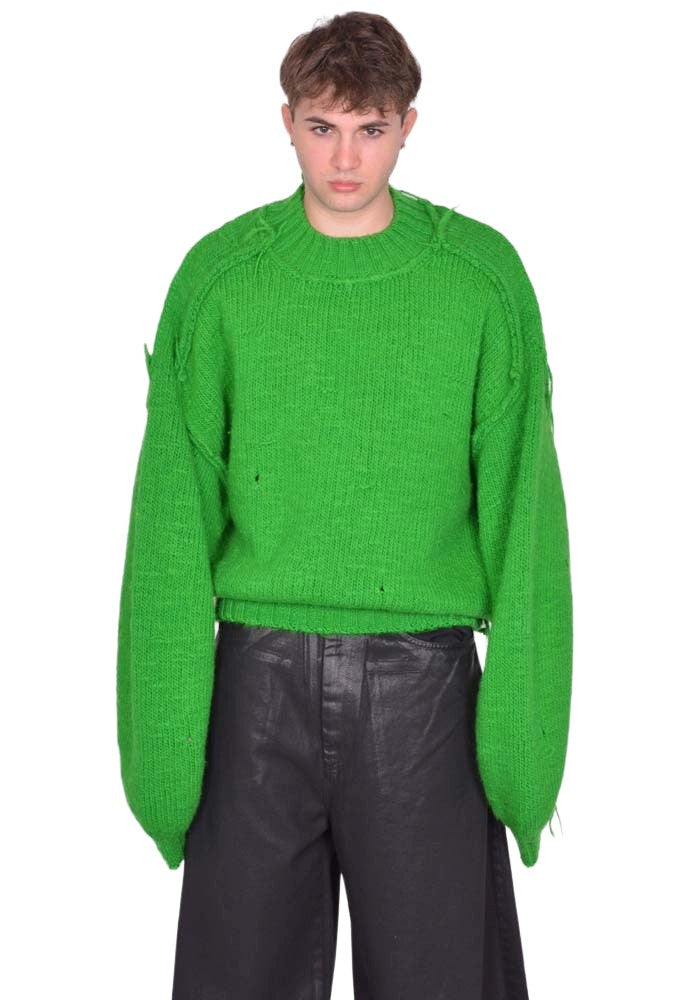 LU'U DAN KINGPIN KNIT SWEATER NEON GREEN FW25 | DOSHABURI Online Shop