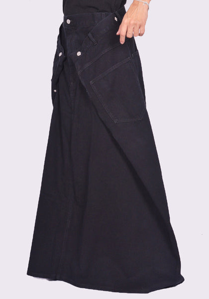 LU'U DAN MAXI MAXI SKIRT BLACK RINSE FW24 | DOSHABURI Online Shop