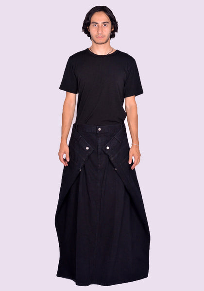 LU'U DAN MAXI MAXI SKIRT BLACK RINSE FW24 | DOSHABURI Online Shop