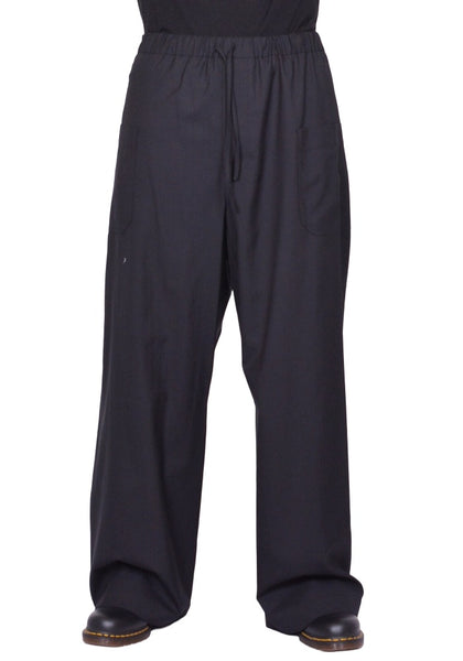 MARINA YEE JUNO WIDE LEGGED ELASTICATED TROUSERS BLACK SS26  | DOSHABURI Shop