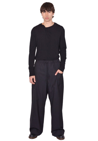 MARINA YEE JUNO WIDE LEGGED ELASTICATED TROUSERS BLACK SS26  | DOSHABURI Shop