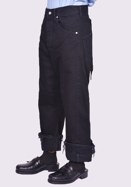 MARINA YEE DEAN BLUE OVERSIZED DENIM TROUSERS BLACK FW24 | DOSHABURI Shop