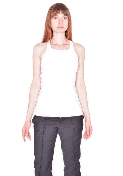 MATIERES FECALES CROSS SEAM TANK KNIT SCLERA WHITE SS26 | DOSHABURI Shop