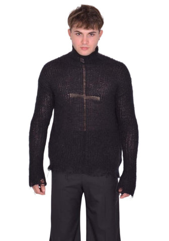 MATIERES FECALES LARISSA KNIT SWEATER SCLERA BLACK FW25 | DOSHABURI Shop