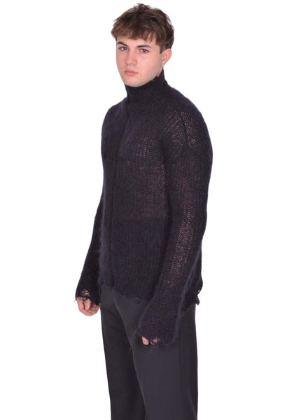MATIERES FECALES LARISSA KNIT SWEATER SCLERA BLACK FW25 | DOSHABURI Shop