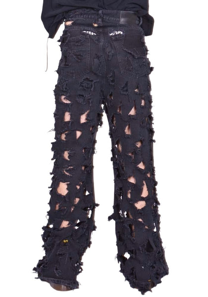MATIERES FECALES UNISEX DESTROYED JEANS SCLERA BLACK FW25 | DOSHABURI Shop