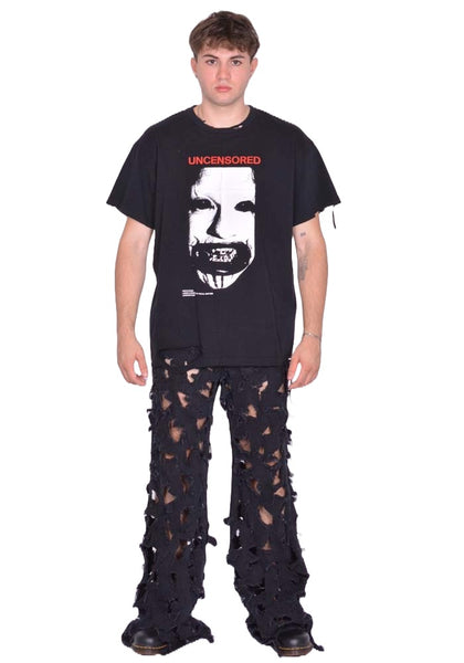 MATIERES FECALES UNISEX DESTROYED JEANS SCLERA BLACK FW25 | DOSHABURI Shop