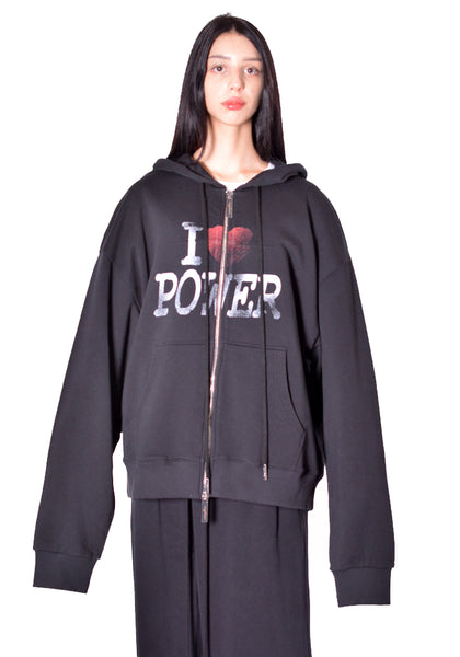 MATIERES FECALE MAT03T031-1 UNISEX POWER HOODIE BLACK 2026FW | DOSHABURI Online Shop
