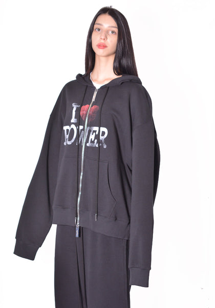 MATIERES FECALE MAT03T031-1 UNISEX POWER HOODIE BLACK 2026FW | DOSHABURI Online Shop