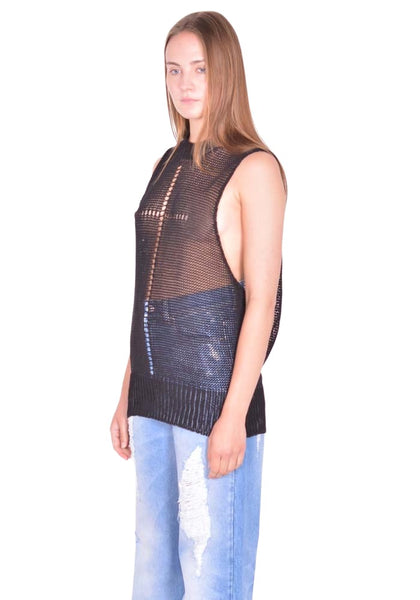MATIERES FECALE RIVAGE TANK KNIT SCLERA BLACK SS26 | DOSHABURI Shop