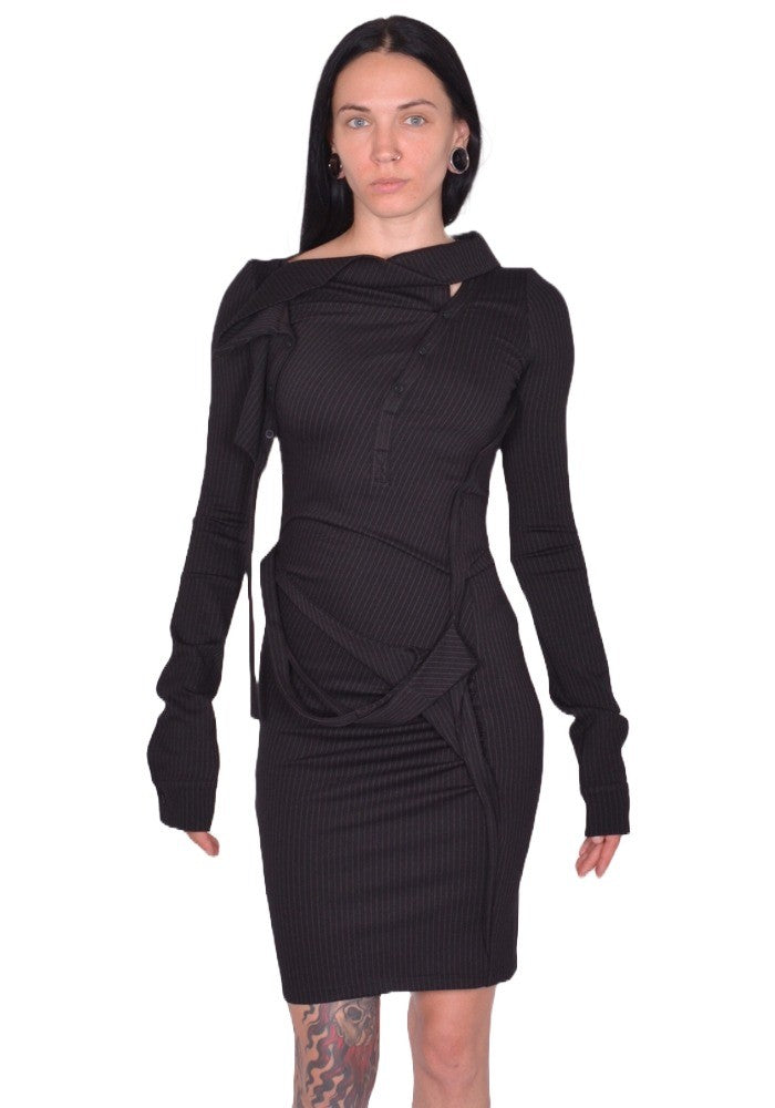 ada mini dress OTTOLINGER ADA MINI DRESS BLACK PIN STRIPE FW25