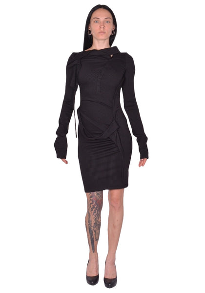 OTTOLINGER ADA MINI DRESS BLACK PIN STRIPE FW25 | DOSHABURI Shop