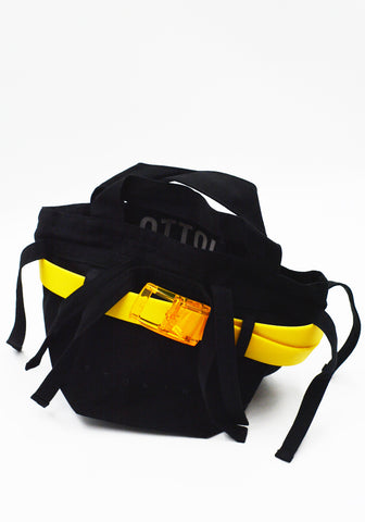 OTTOLINGER BELTED STRAPPY TOTE BAG MINI BLACK/YELLOW FW25 | DOSHABURI Shop