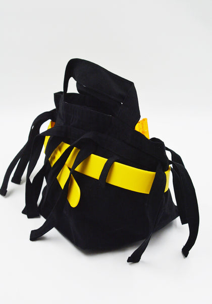 OTTOLINGER BELTED STRAPPY TOTE BAG MINI BLACK/YELLOW FW25 | DOSHABURI Shop