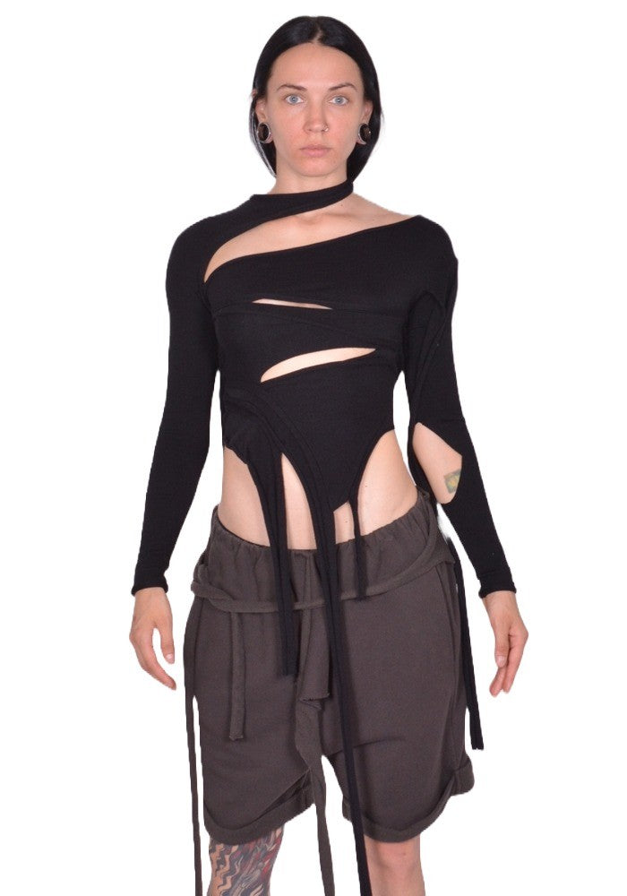 トップス SUPER HIGH TWIST DS KNIT - Black lululemon-twist-back-to-front-