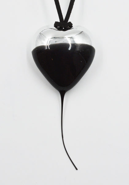 OTTOLINGER KNOTTED HEART NECKLACE SILVER/BLACK FW25 | DOSHABURI Shop