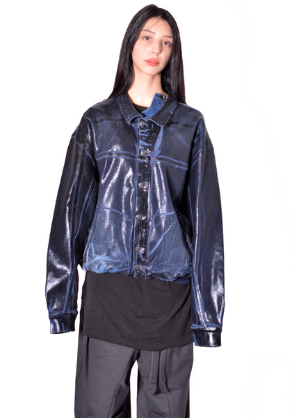 OTTOLINGER UNISEX 117-704417-02 UNISEX GLAZED FLEX DENIM JACKET BLUE BLACK FW2026 | DOSHABURI Online Shop 