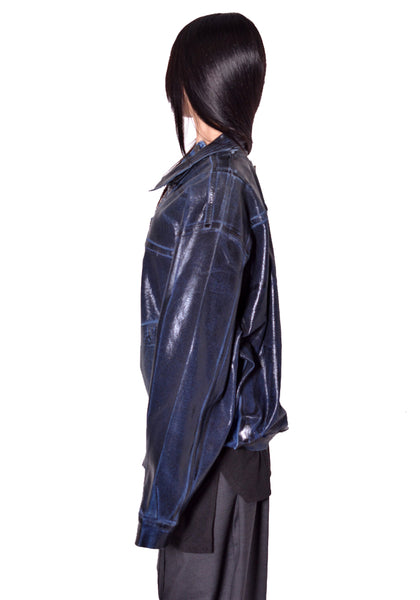 OTTOLINGER UNISEX 117-704417-02 UNISEX GLAZED FLEX DENIM JACKET BLUE BLACK FW2026 | DOSHABURI Online Shop 