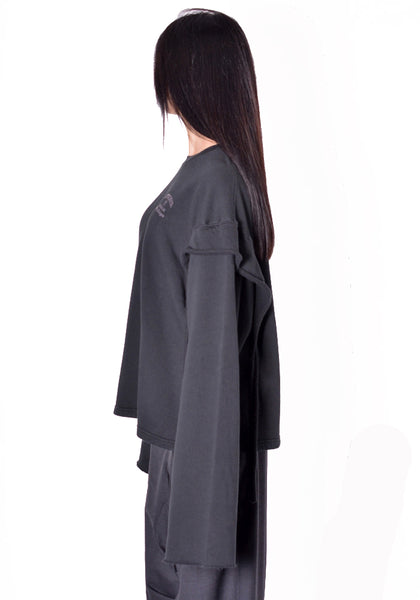 OTTOLINGER 115-110615-01 UNISEX RECONSTRUCTED CREWNECK BLACK FW2026 | DOSHABURI Shop