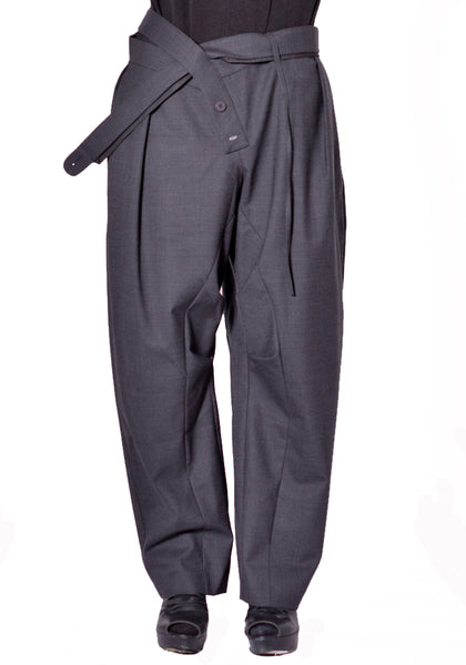 OTTOLINGER WOMEN 123-205423-01X WOMEN  STRAPPED BAGGY SUIT PANTS(X) GREY FW2026 | DOSHABURI Shop 