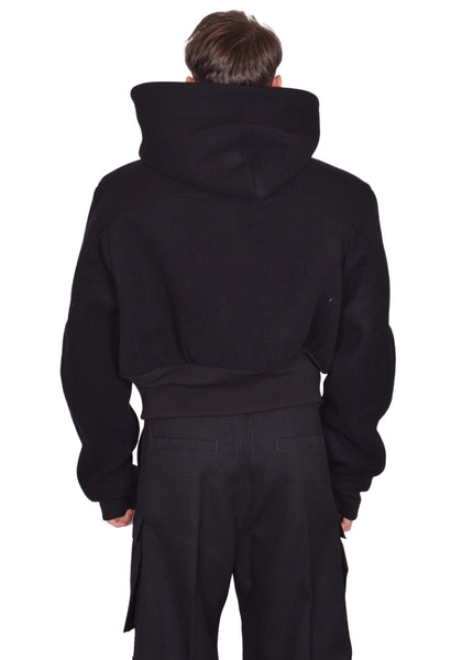 RICK OWENS CROPPED HOODED FLIGHT JACKET BLACK FW25 | DOSHABURI Shop