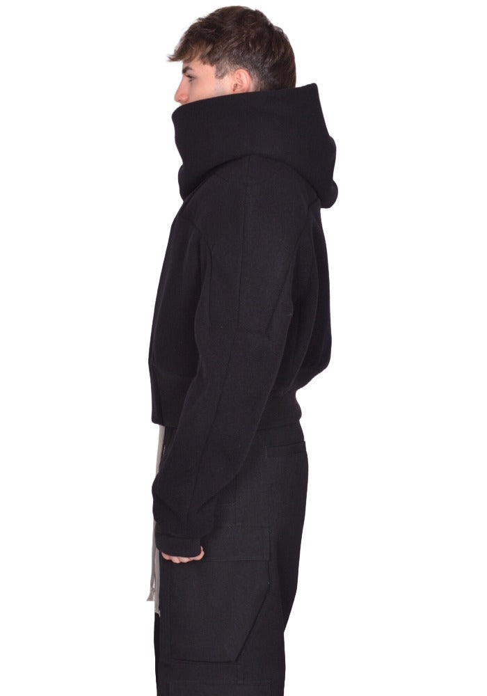 RICK OWENS CROPPED HOODED FLIGHT JACKET BLACK FW25 | Sale 50%OFF