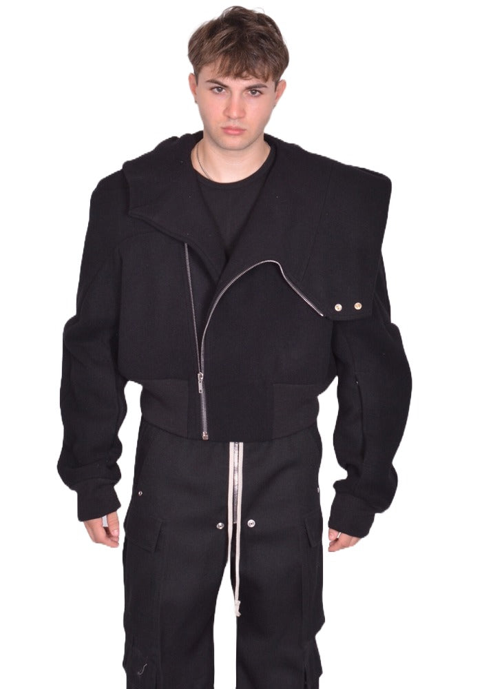 ジャケット・アウター Rickowens RU6768 xs RICK OWENS CROPPED HOODED FLIGHT JACKET BLACK FW25 | Sale 50%OFF