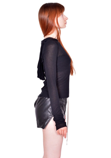 RICK OWENS CROPPED HOODED T-SHIRT BLACK FW26 | DOSHABURI Shop 
