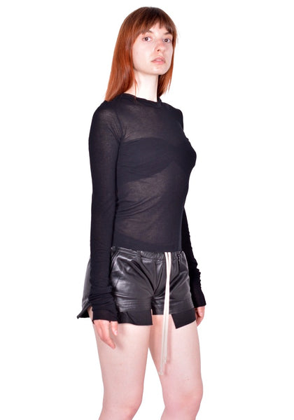 RICK OWENS CROPPED HOODED T-SHIRT BLACK FW26 | DOSHABURI Shop 