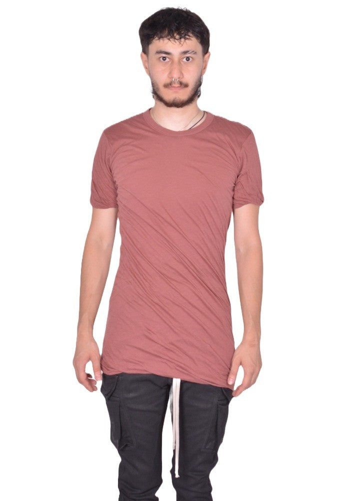RICK OWENS DOUBLE DOUBLE LAYERED T-SHIRT ROSEWOOD FW25