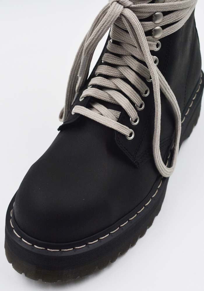 RICK OWENS DR. MARTENS DM02E6813 QUAD SOLE STEEL TOE BOOTS BLACK