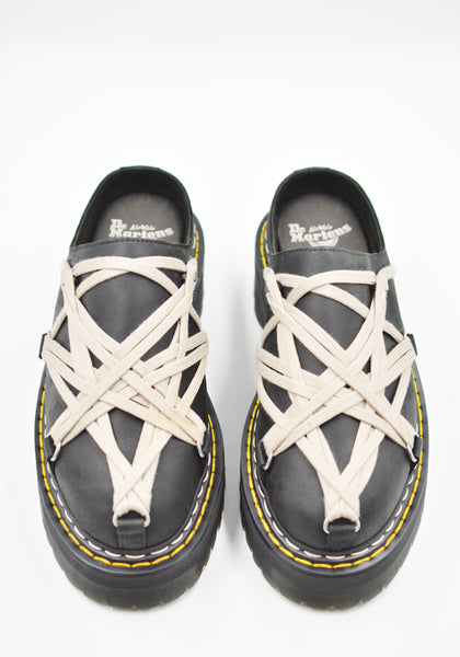 RICK OWENS  DR. MARTENS QUAD SOLE MEGALACE MULE BLACK FW26 | DOSHABURI