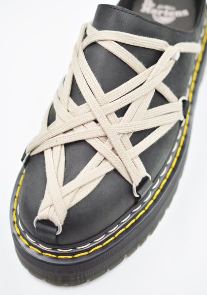 RICK OWENS  DR. MARTENS QUAD SOLE MEGALACE MULE BLACK FW26 | DOSHABURI
