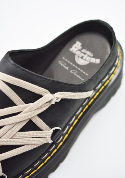 RICK OWENS  DR. MARTENS QUAD SOLE MEGALACE MULE BLACK FW26 | DOSHABURI