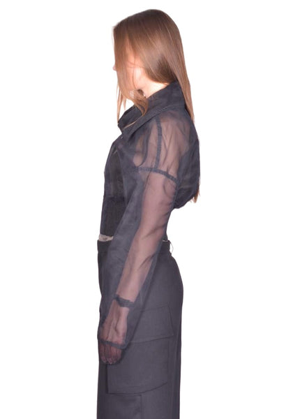 RICK OWENS DRACUCOLLAR CROPPED BLACK SS26 | DOSHABURI Online Shop