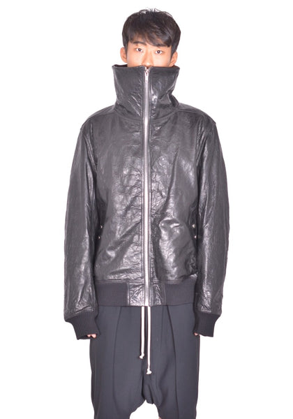 RICK OWENS DRACUFLIGHT LEATHER JACKET BLACK FW26 | DOSHABURI Shop