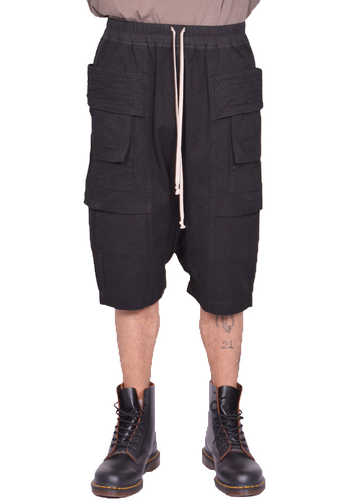 RICK OWENS DRKSHDW CREATH CARGO PODS SHORTS BLACK SS25 | DOSHABURI Shop