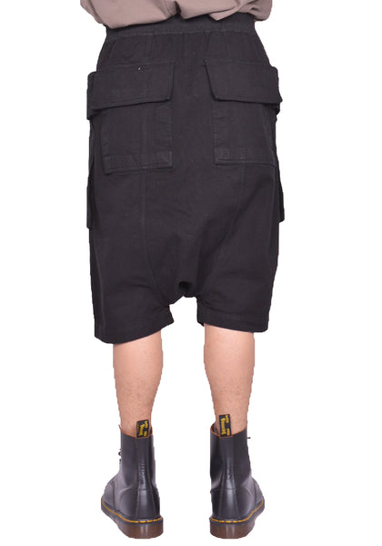 RICK OWENS DRKSHDW CREATH CARGO PODS SHORTS BLACK SS25 | DOSHABURI Shop