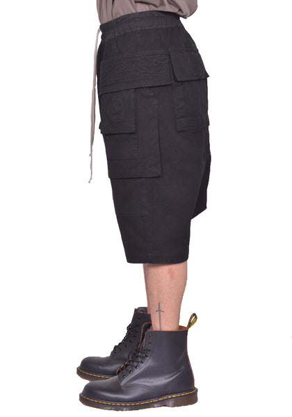 RICK OWENS DRKSHDW CREATH CARGO PODS SHORTS BLACK SS25 | DOSHABURI Shop