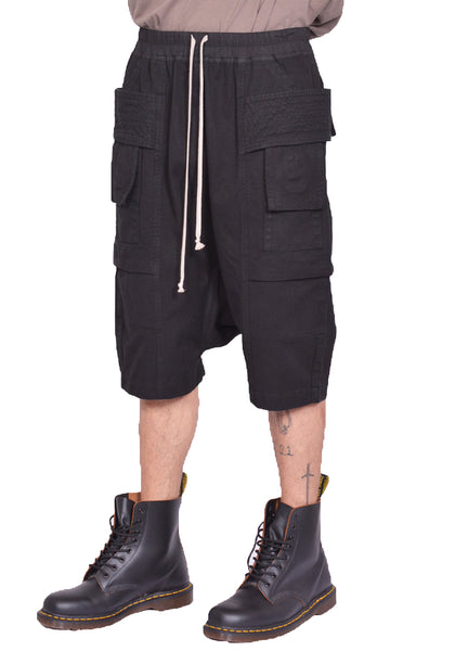 RICK OWENS DRKSHDW CREATH CARGO PODS SHORTS BLACK SS25 | DOSHABURI Shop